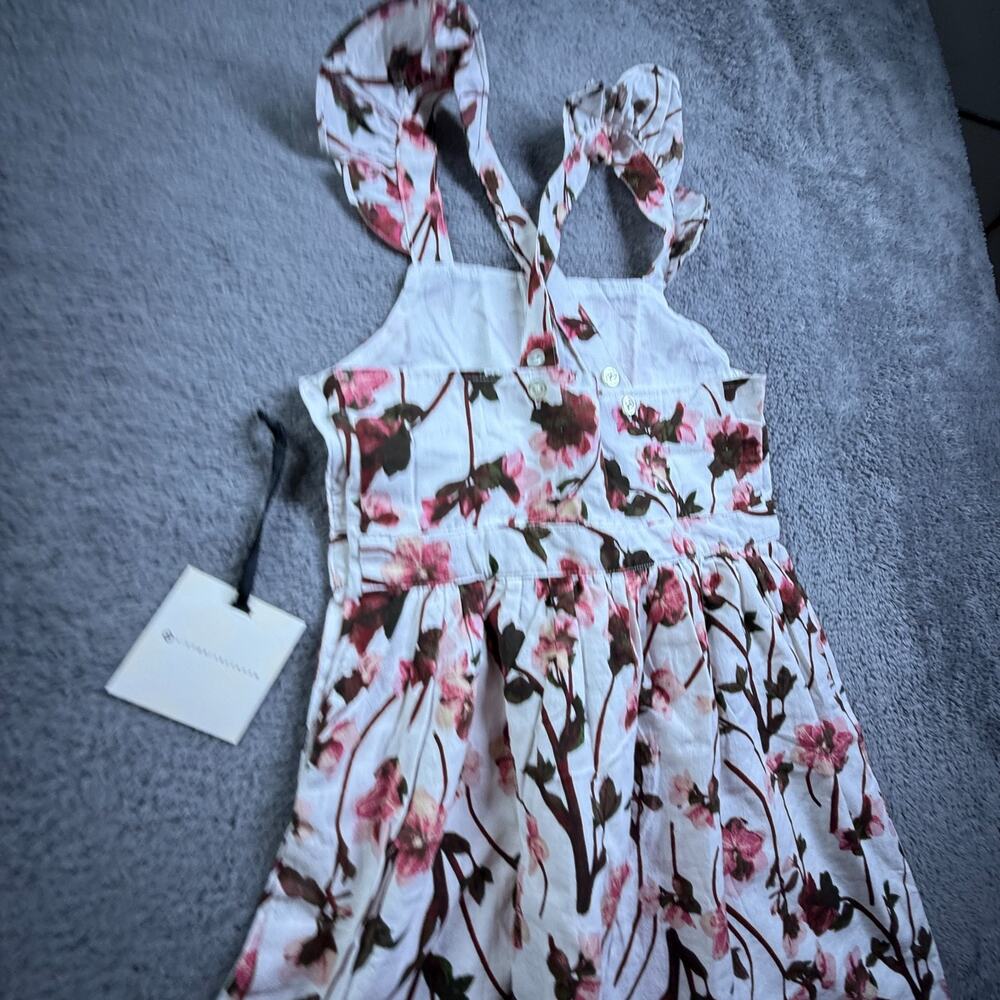 Victoria Beckham Girls Dress NEW White Pink Floral M Cotton Knit Lined - Picture 3 of 8